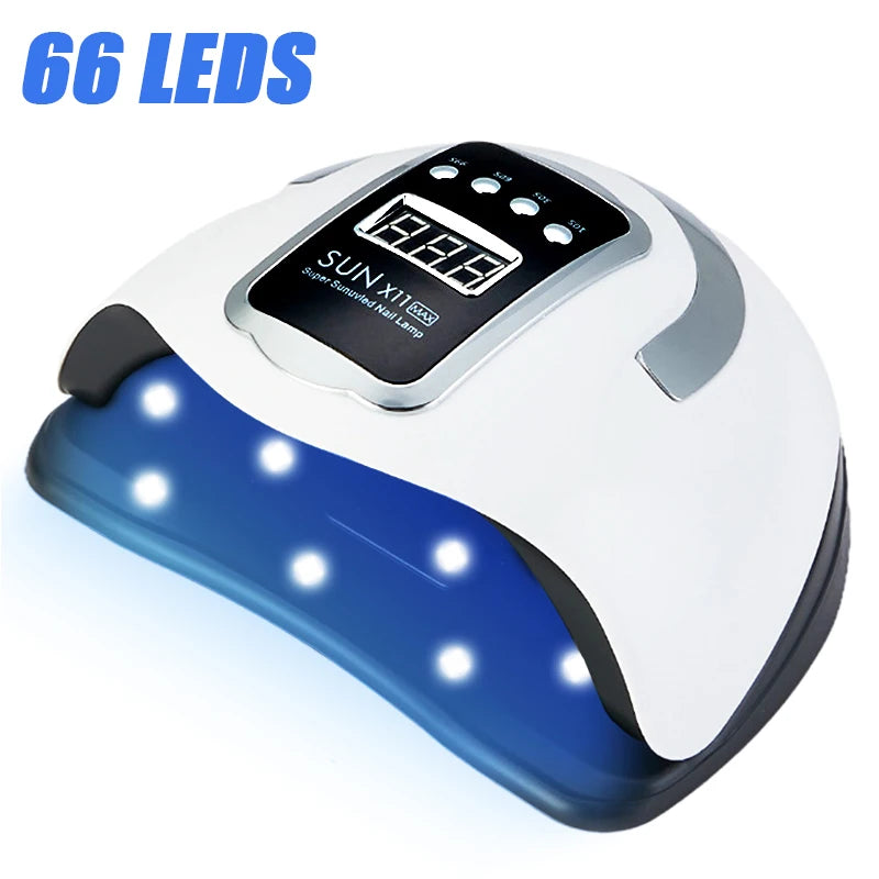 LED Nail Lamp For Manicure 280W Nail Dryer Machine UV Drying Lamp For Curing UV Gel Nail Polish With Motion Sensing LCD Display - Curl and Collar