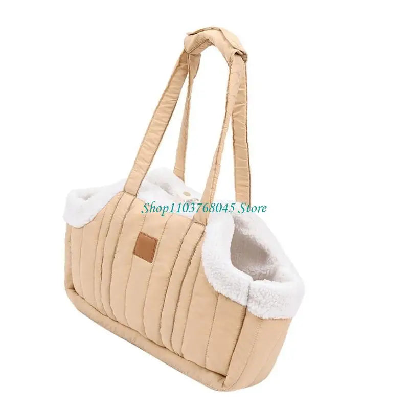 Pet Handbag Cats Carriers Bag Soft Big Capacity with Safety Strap Breathable Pet Carriers Sightseeing Bag - Curl and Collar