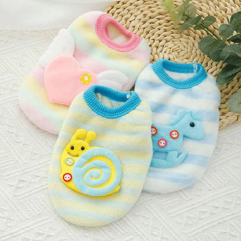 Cute Print Tea Cup Dog Sweater Winter Warm Fleece Pet Clothes for Small Dogs Teddy Chihuahua Puppy Pullovers Mascotas Clothing - Curl and Collar