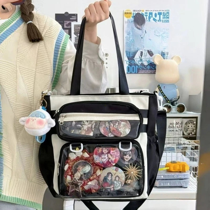 Japanese Transparent Ita Bag Handbag Women Anime Portable Large Capacity Girls Shoulder Tote Bag Nylon Crossbody Bags ItaBag - Curl and Collar