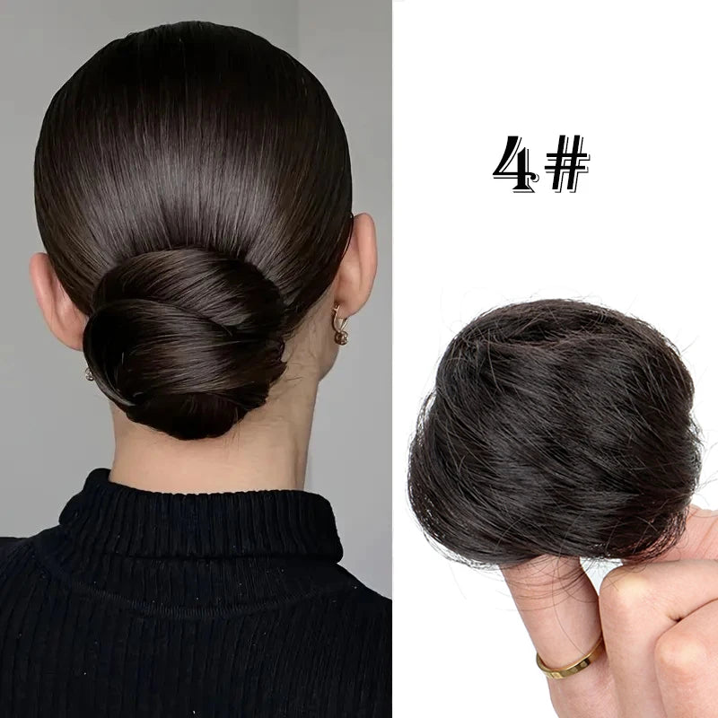 WIGSIN Synthetic Messy Dount Hair Buns Updo Chignon With Elastic Hair Exension for Women Daily Lazy Hair Accessories - Curl and Collar