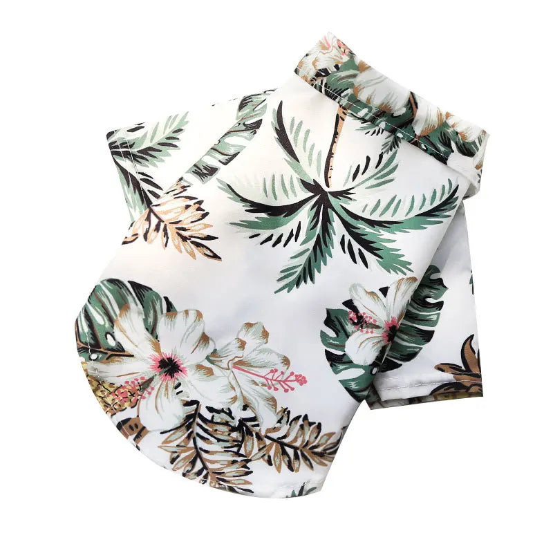 Hawaiian Style Pet Dog Clothe Summer SandBeach Dog Shirts for Small Medium Dogs Puppy Cat Clothing Ropa Perro Pug French Bulldog - Curl and Collar
