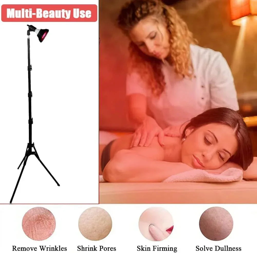 Red Light Therapy Lamp for Face 660&850nm with stand Infrared Light Therapy Device for Muscle Joint Pain Relief Skin HealthTools - Curl and Collar