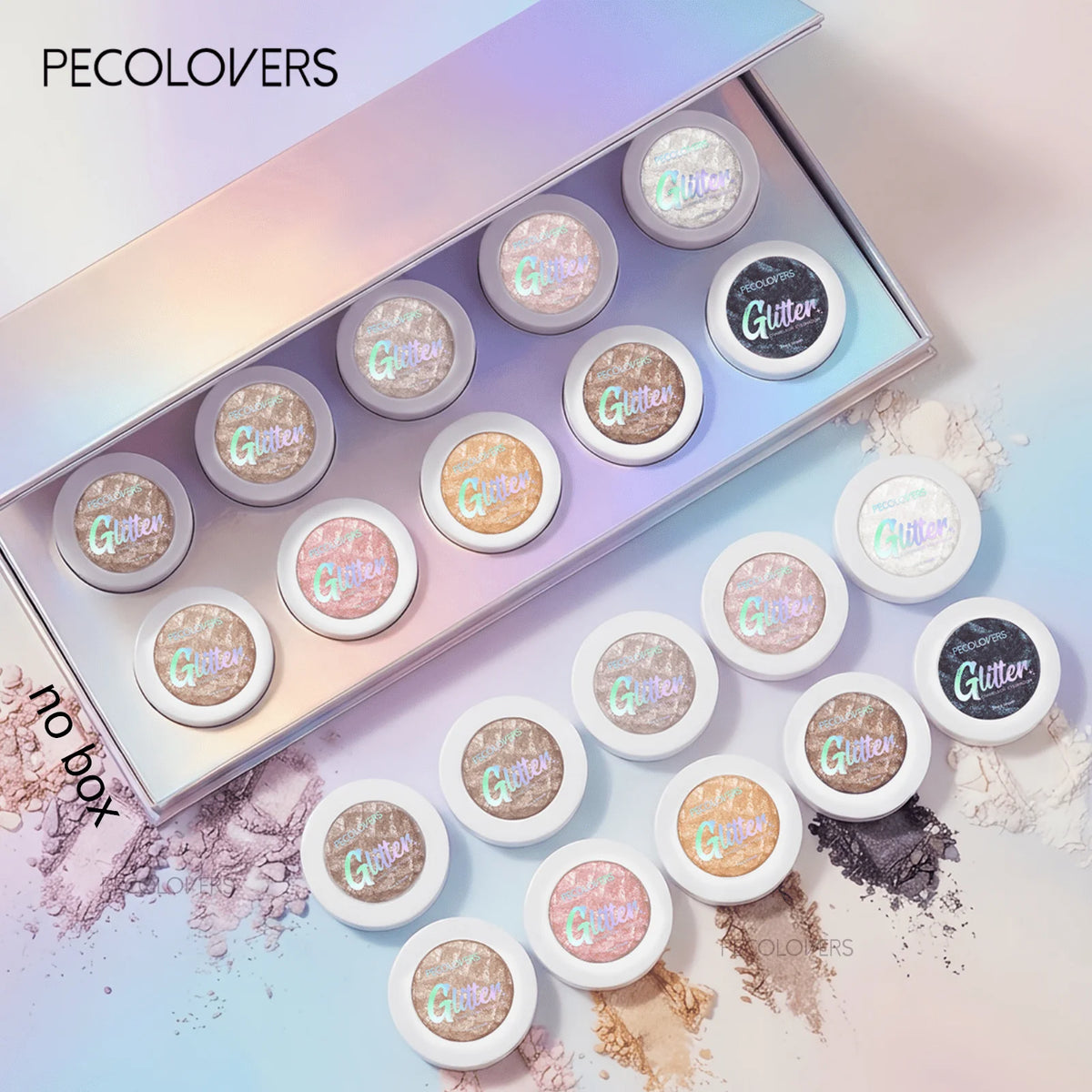 10PCS/SET Glitter Highlight Eyeshadow Palette Mashed Potatoes Texture Lasting Shimmer Illuminator Brighten Highlighter Eye Cosmetic - Curl and Collar