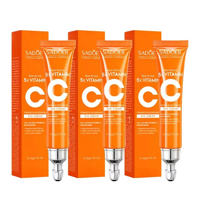 SADOER Vitamin C Eye Cream Anti Dark Circles Eyes Bags Remover Moisturizing Brightening Firming Skin Care Products for Eyes - Curl and Collar