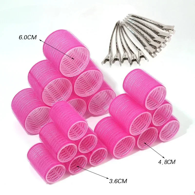 28pcs/Set Hair Roller Sets 18pcs Plastic Self Grip Hair Curlers 3 Sizes Hair Rollers 10pcs Metal Clips DIY Hairdressing Tools - Curl and Collar