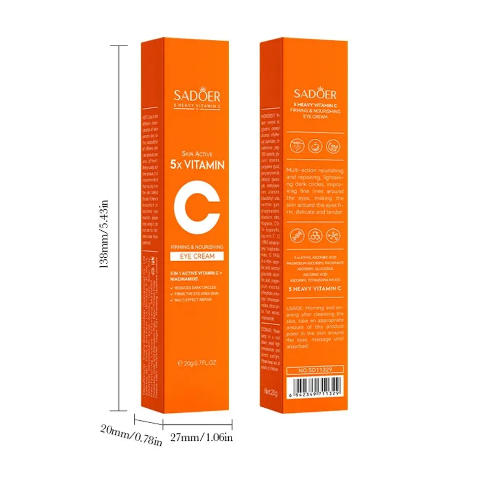 SADOER Vitamin C Eye Cream Anti Dark Circles Eyes Bags Remover Moisturizing Brightening Firming Skin Care Products for Eyes - Curl and Collar
