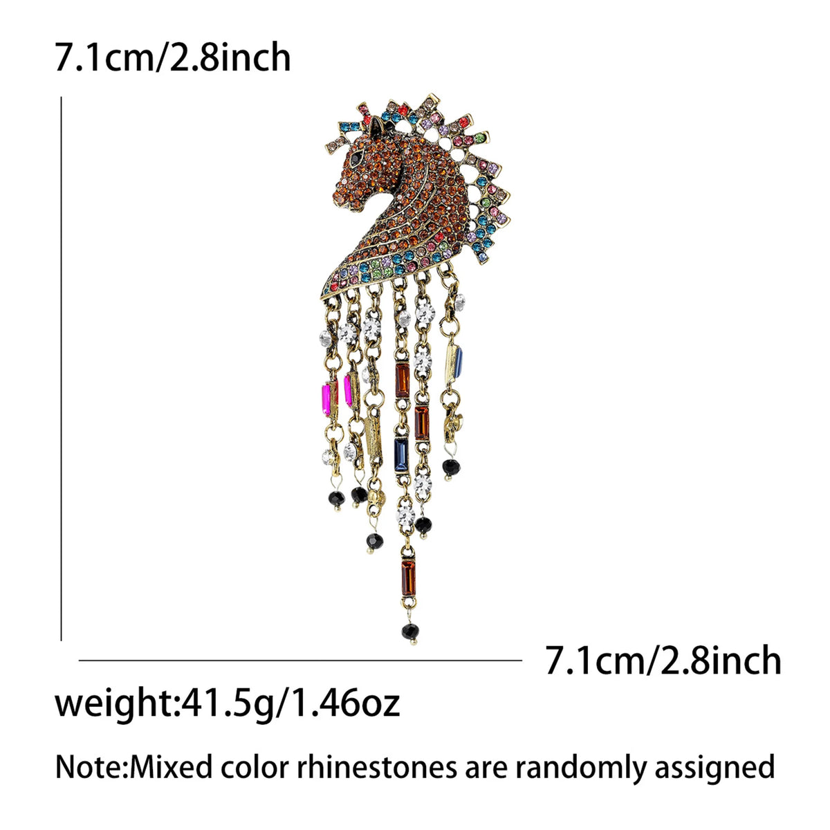 Classic Rhinestone Horse Brooches for Women Enamel Zodiac Animal Pins Office Party Friend New Year Gifts Jewelry Accessories - Curl and Collar