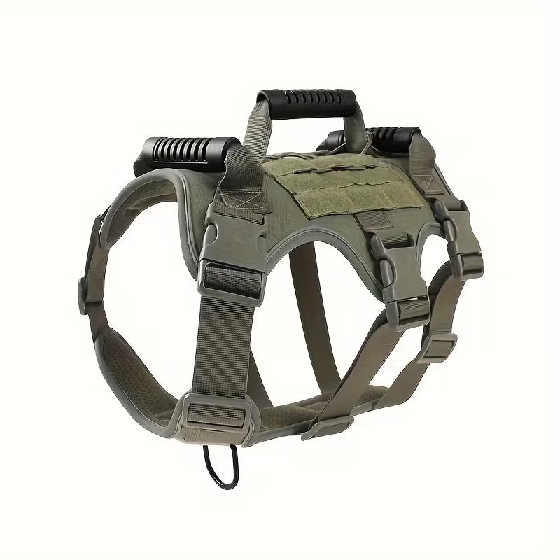 Reflective anti sprint dog harness, suitable for strong large dogs, no traction chest vest, suitable for strong dog breeds, large dog walking harness with combing brush set, luminous safety dog chest equipment, adjustable lar - Curl and Collar