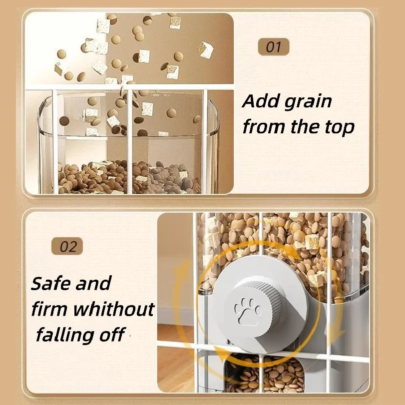 Suit Pet Hanging Water Dispenser Cat Automatic Feeder Dog Hanging Cage Drinking Water and Eating Supplies Cat Bowl Dog Food Bowl - Curl and Collar