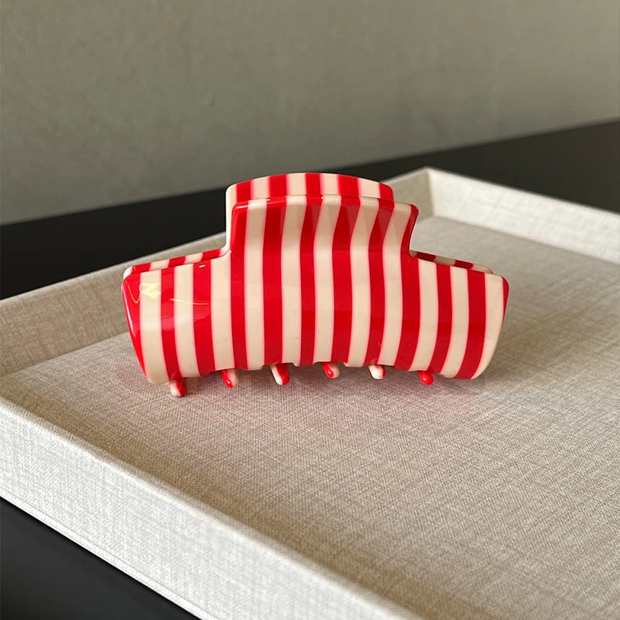 Fashion Large Hair Claw Clips for Women Girls Retro Checkered Polka Dot Strong Hold Non-slip Hair Accessories for Everyday Wear