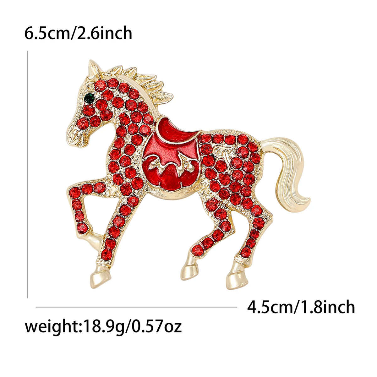 Classic Rhinestone Horse Brooches for Women Enamel Zodiac Animal Pins Office Party Friend New Year Gifts Jewelry Accessories - Curl and Collar