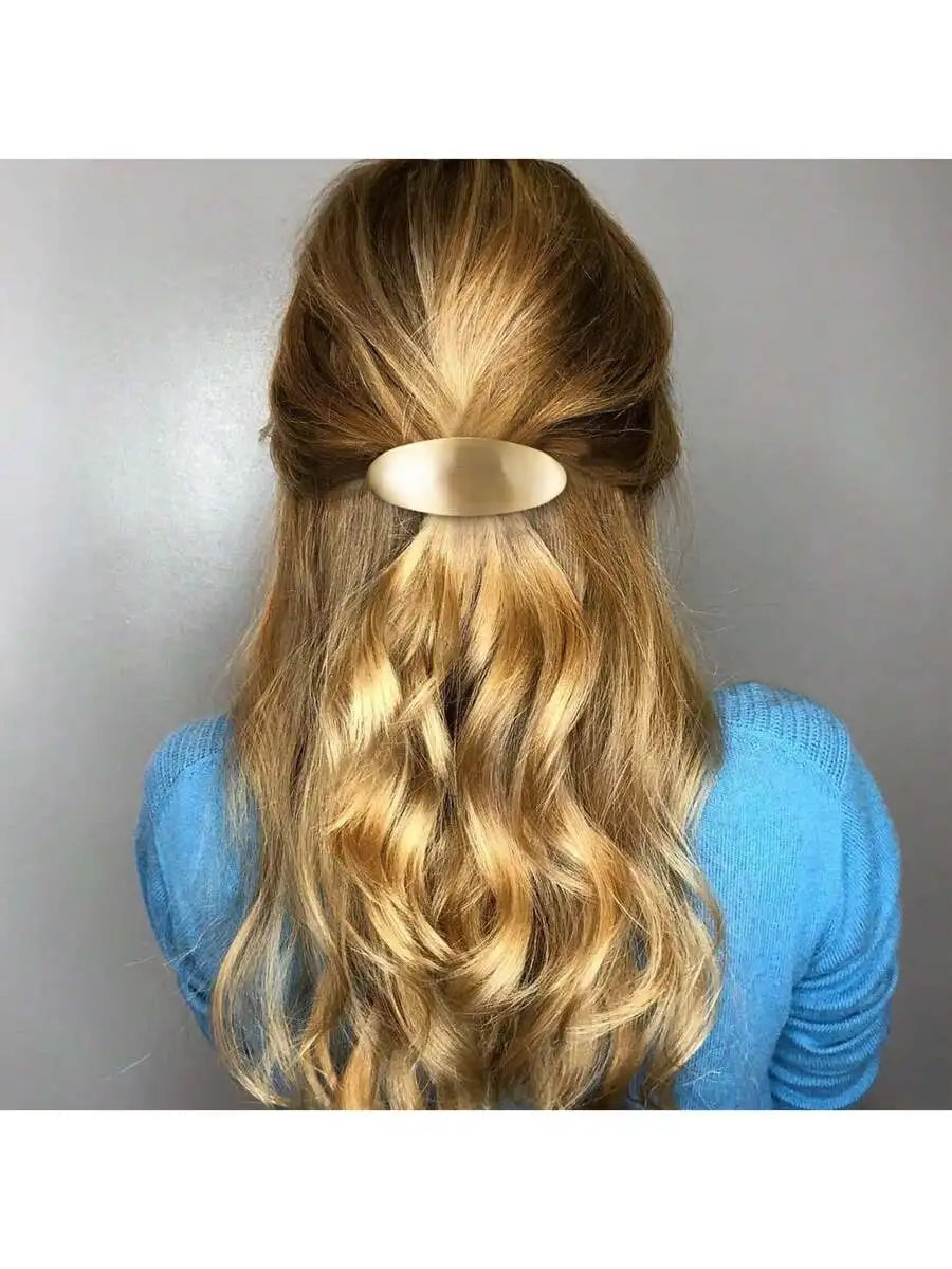 3inch Oval Hair Barrette Vintage Metal Large Hair Clip Gold French Wedding Prom Formal Hair Accessories For Women Girls Long - Curl and Collar