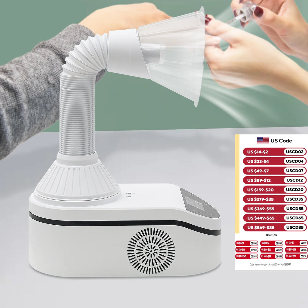 230W Tabletop Nail Dust Cleaning Machine Adjustable Speed Grinding Collecting Tool for Homes, Nail Art Schools, Beauty Salons - Curl and Collar