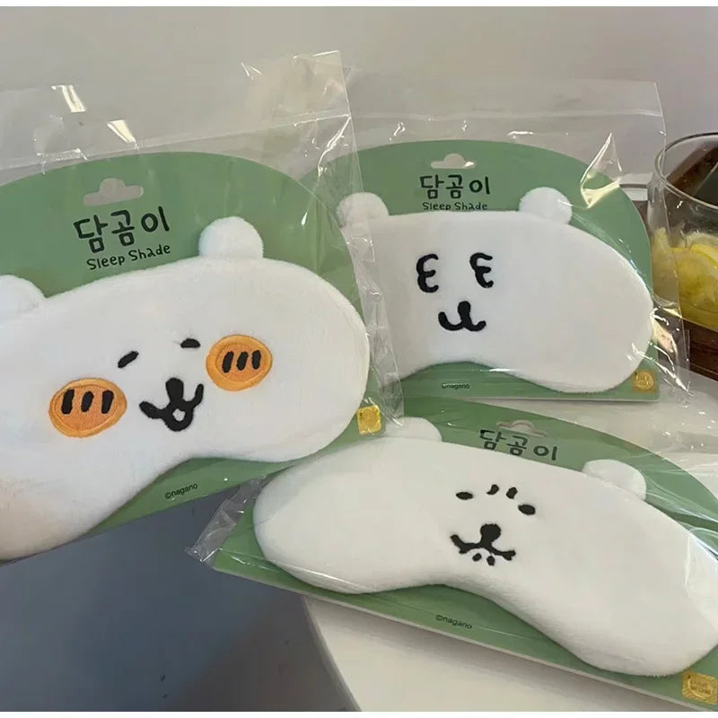 Cute Bear Pattern Sleeping Mask Blackout Eye Cover with Removable Cooling Gel Pads Soft Comfortable for Women Men Stress Relief - Curl and Collar