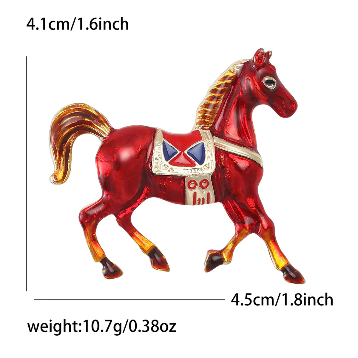 Classic Rhinestone Horse Brooches for Women Enamel Zodiac Animal Pins Office Party Friend New Year Gifts Jewelry Accessories - Curl and Collar