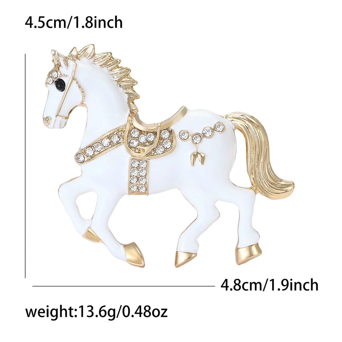 Classic Rhinestone Horse Brooches for Women Enamel Zodiac Animal Pins Office Party Friend New Year Gifts Jewelry Accessories - Curl and Collar
