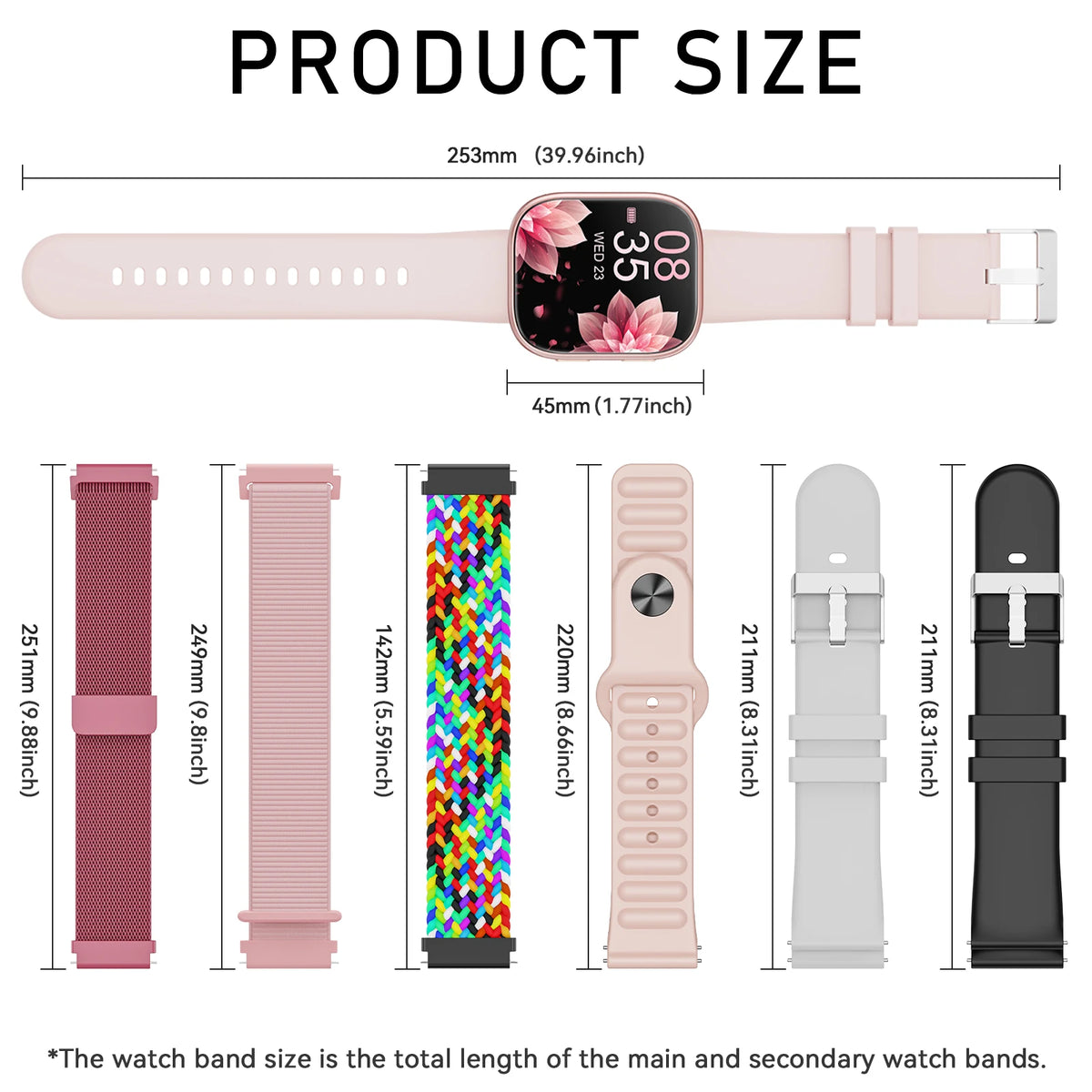 2026 New Ladies Smart Watch 1.83 Inch HD Touch Screen Fitness Tracker, 115+ Sports Modes, Heart Rate Sleep & Menstrual Cycle Monitor, IP67 Waterproof Smartwatch with 7 Replacement Bands Gift Set Compatible with Android iOS - Curl and Collar