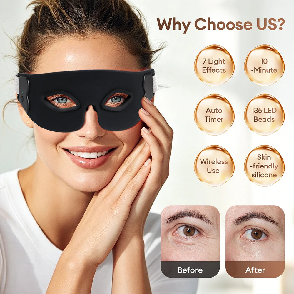 Silicone Flexible Photon Eye Mask 7 Colors LED Eyes Beatuy Mask Relieves Eye Fatigue Anti-Wrinkle Dark Circles Eye Care LED Mask - Curl and Collar