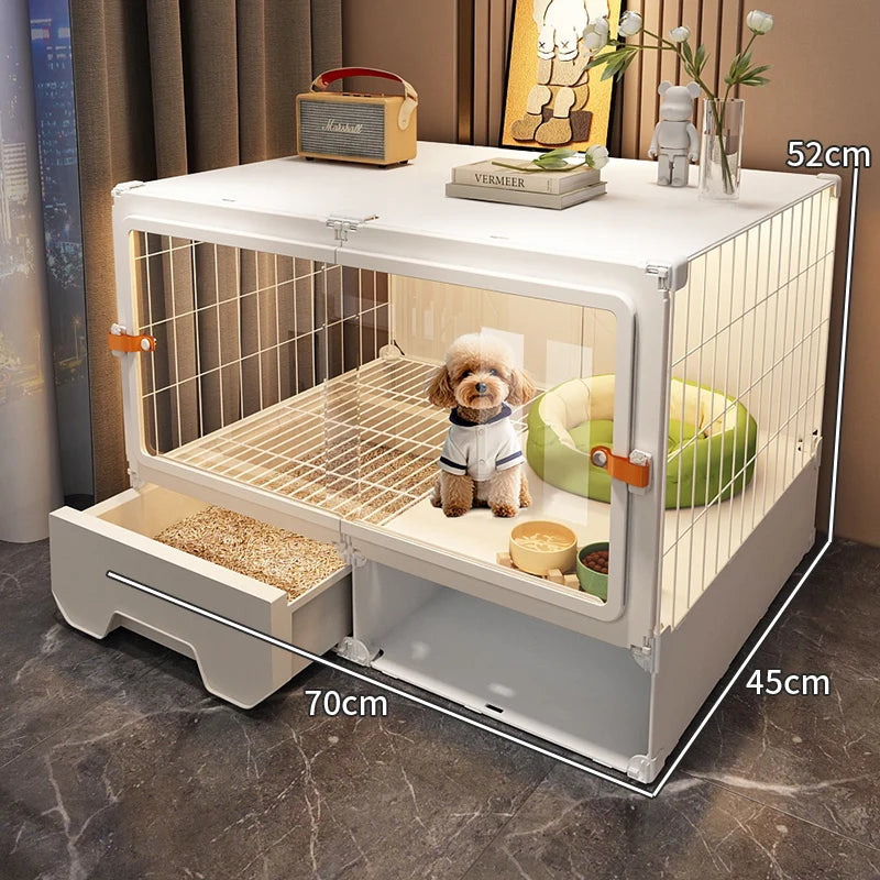 Breathable dog cage Small dog with toilet Separation One room One living room One bathroom Indoor household Teddy pet dog villa - Curl and Collar
