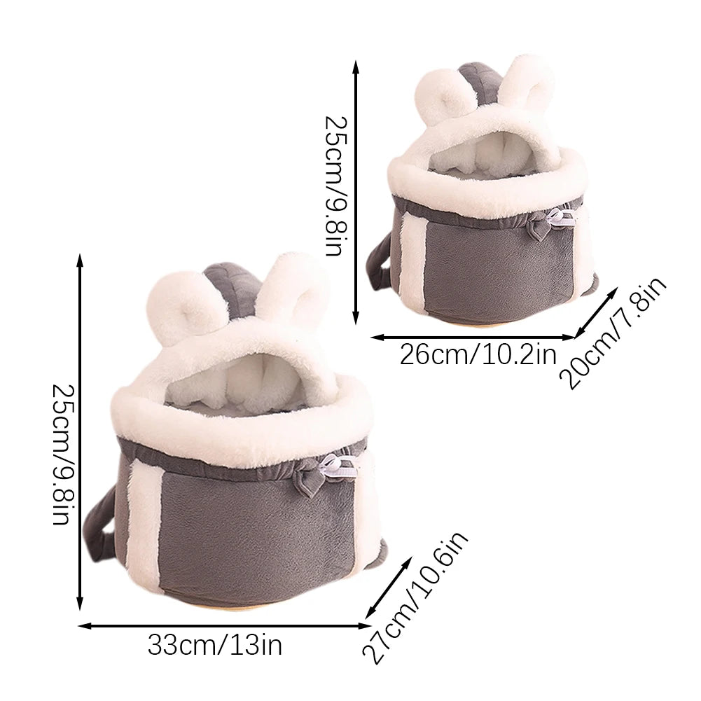 Winter Warm Cat Backpack Soft Cozy Cute Plush Pets Cage All In 1 Style Cat Bag Carrier Bag For Outdoor Travel Pet Accessories - Curl and Collar