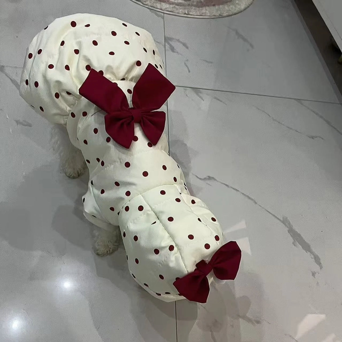 Pet Autumn/Winter Bow Warm Coat, Cat Thick Cute Dress Dog Clothes for Small Dogs Puppy Clothes