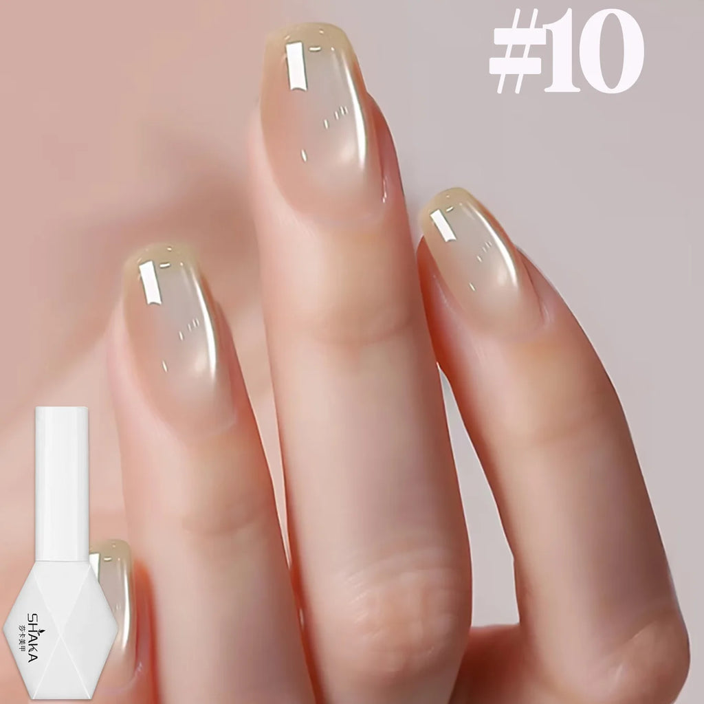 1-12pcs SHAKA Autumn Tanhua Cat Eye Pink Transparent Color Gel Nail Polish 2026 New Simple And Generous Halloween Nail Gel - Curl and Collar