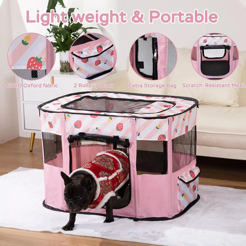XRG Foldable Pet Cat Playpen,Indoor Cat cage Crates S(27.6"x21.7"x17.7")