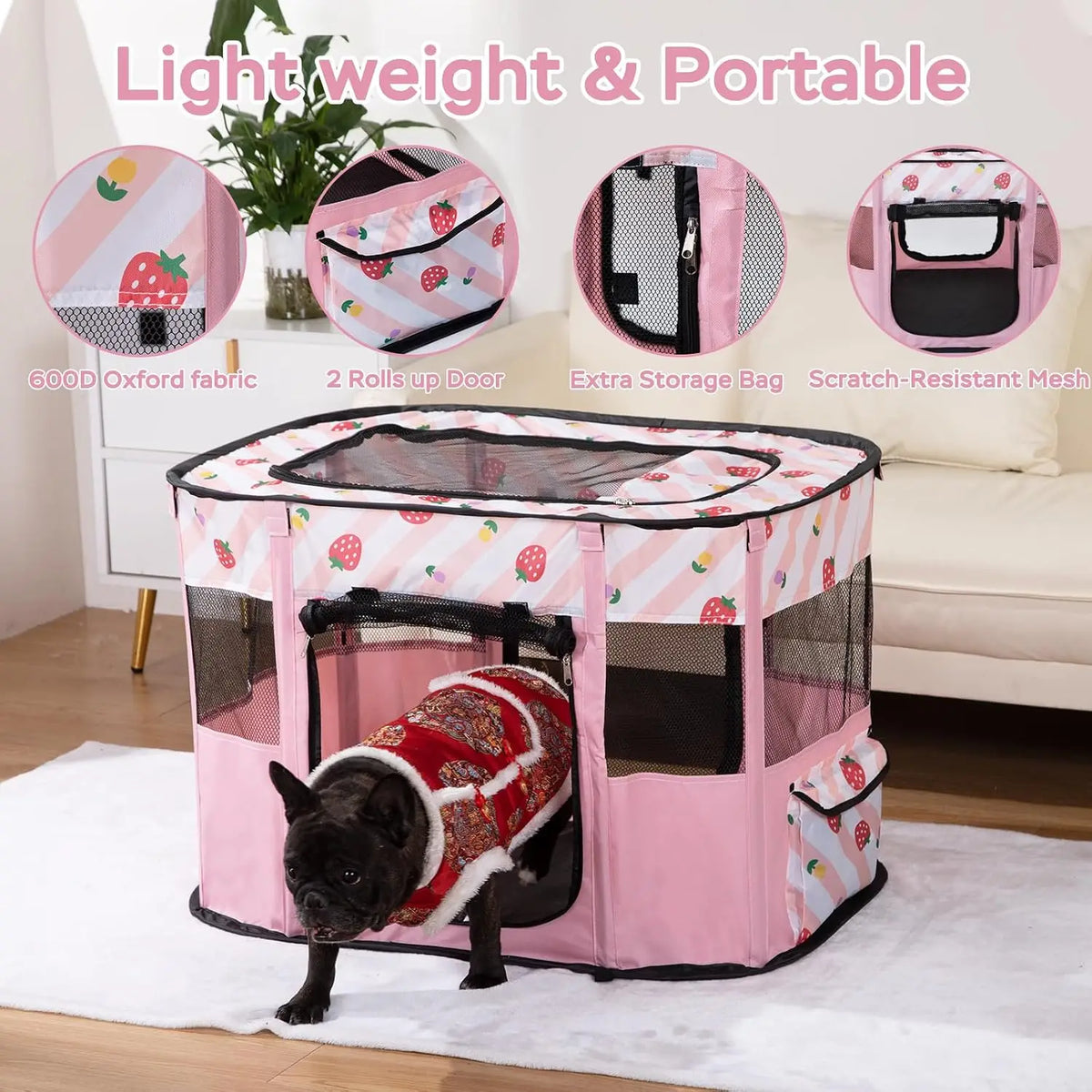 XRG Foldable Pet Cat Playpen,Indoor Cat cage Crates S(27.6"x21.7"x17.7")