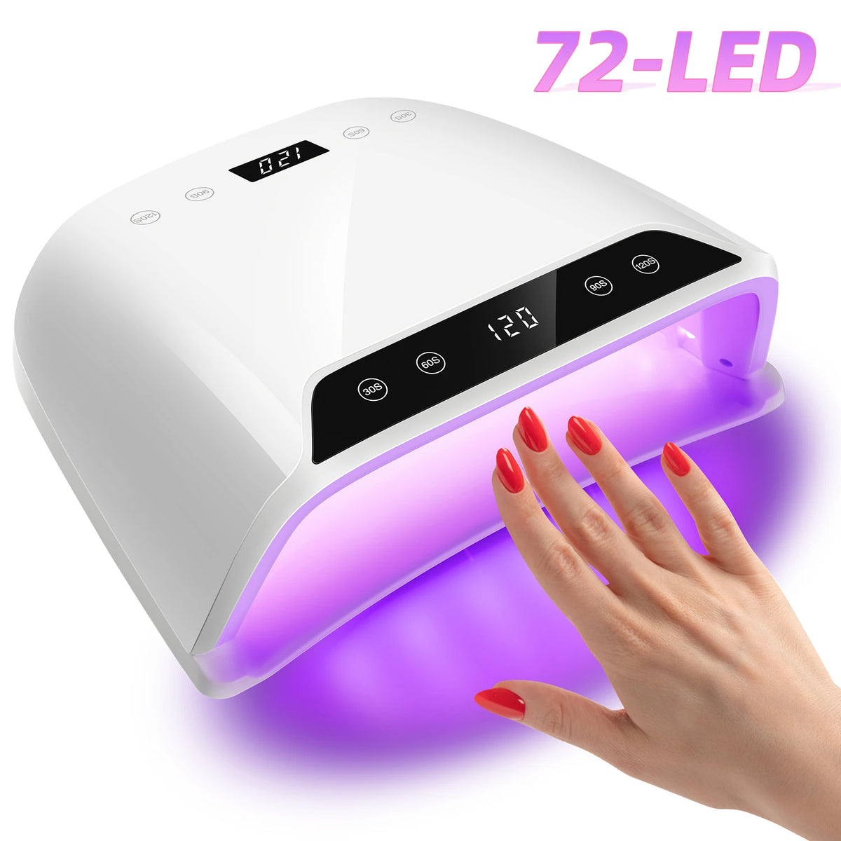 320W Big Space UV LED Nail Lamp For Manicure Drying Gel Nail Polish 72 LED Nail Dryer With Two LCD Screens Nail Salon Tools - Curl and Collar