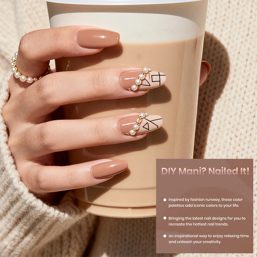 6Pcs Gel Nail Polish Set Milk Tea Popular Color UV LED Nail Gel for Nail Art Easy Apply & Soak Off DIY Home Manicure Salon Use - Curl and Collar