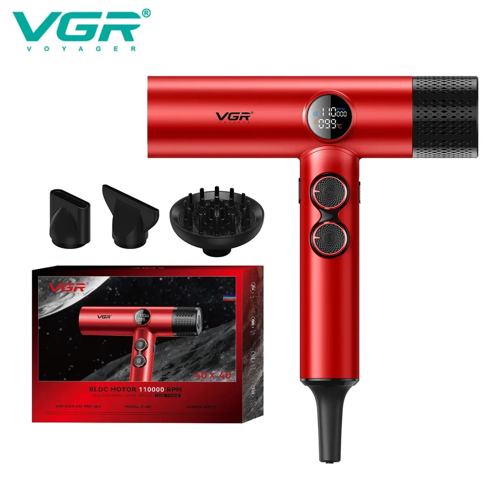 VGR Hair Dryer Professional Hair Dryer Machine Negative Ion Blow Dryer BLDC Motor 110000 RPM Hair Salon for Household Use V-469 - Curl and Collar