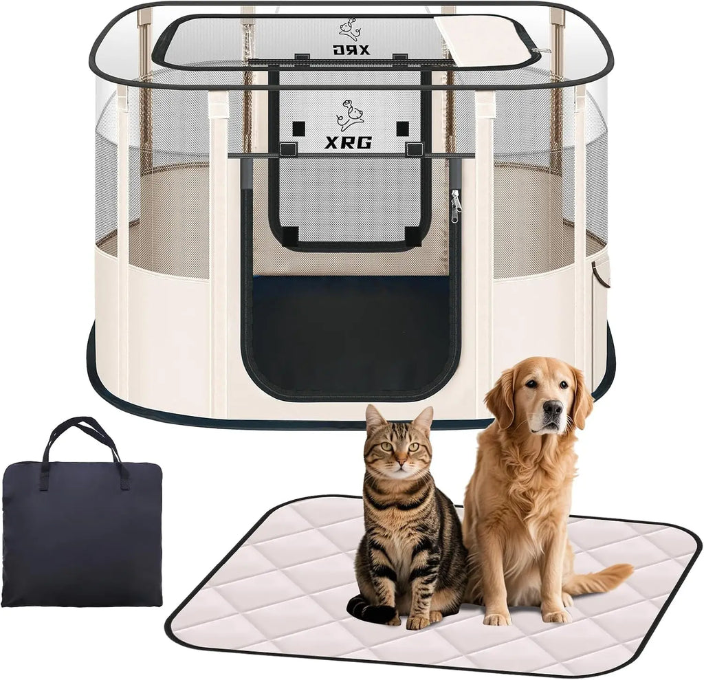 XRG Foldable Pet Cat Playpen,Indoor Cat cage Crates S(27.6"x21.7"x17.7")