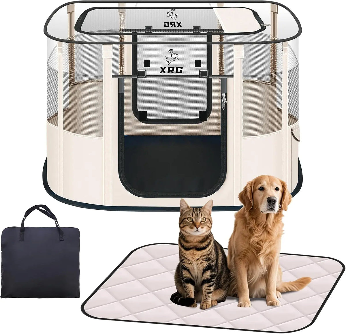 XRG Foldable Pet Cat Playpen,Indoor Cat cage Crates S(27.6"x21.7"x17.7")