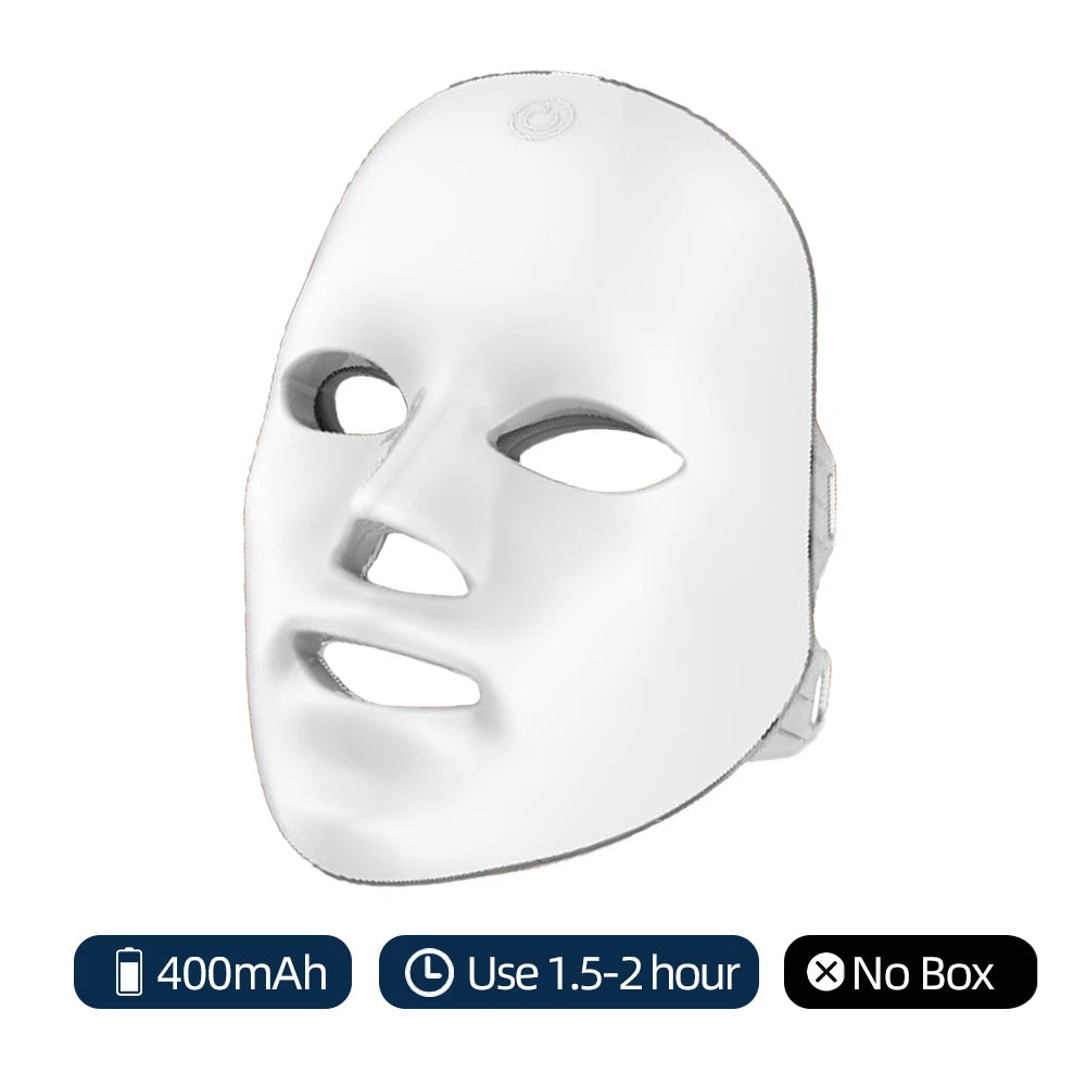 Wireless LED Mask 7 Color LED Face Mask Photon Skin Firming Anti Aging Rejuvenation Beauty Mask Machine - Curl and Collar