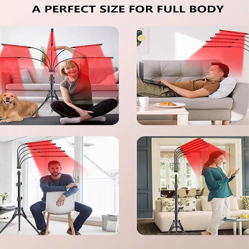 Led Red Light Lamp, Floor-Standing Tripod 660Nm/850Nm, USB with Timer and Dimming Function, Home Exercise Yoga Lamp, Pet Care. - Curl and Collar