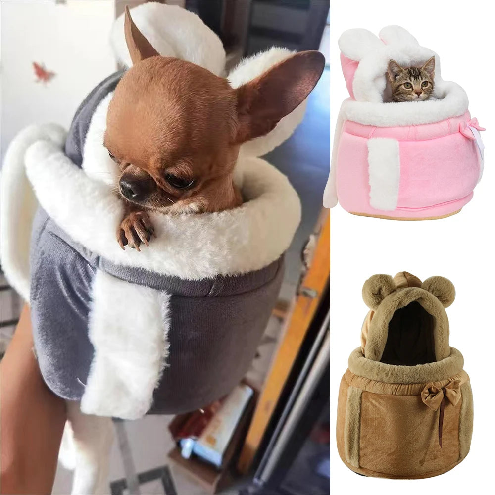 Outdoor Travel Chihuahua Puppy Dog Carrier Bacpack Winter Warm Pet Carrying Bags for Small Dogs Yorkshire Cat Nest Mascotas Home - Curl and Collar