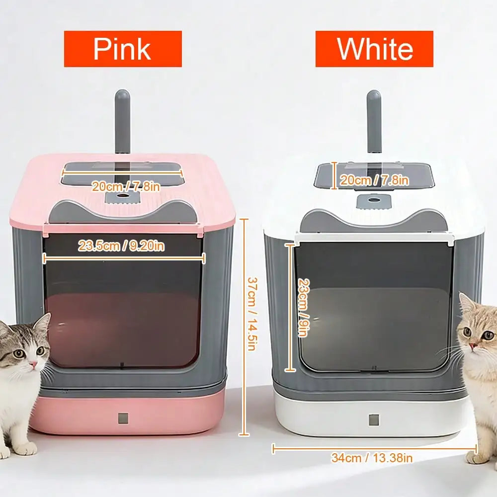 Extra Large Enclosed Cat Litter Box 4 In 1 Top Entry Front Pull Out Drawer Design Odor Control Activated Carbon Filter With Litter Scoop Splash Proof Spacious Kitty Toilet For Multiple Large Cats Up To 44 Lbs Easy Clean Moder - Curl and Collar