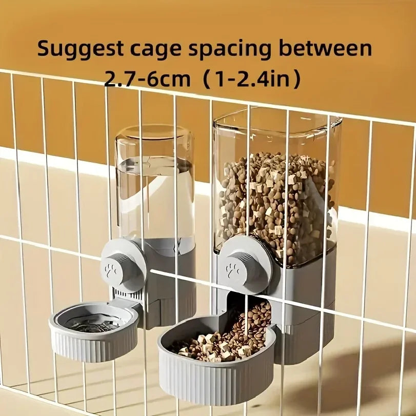 Suit Pet Hanging Water Dispenser Cat Automatic Feeder Dog Hanging Cage Drinking Water and Eating Supplies Cat Bowl Dog Food Bowl - Curl and Collar