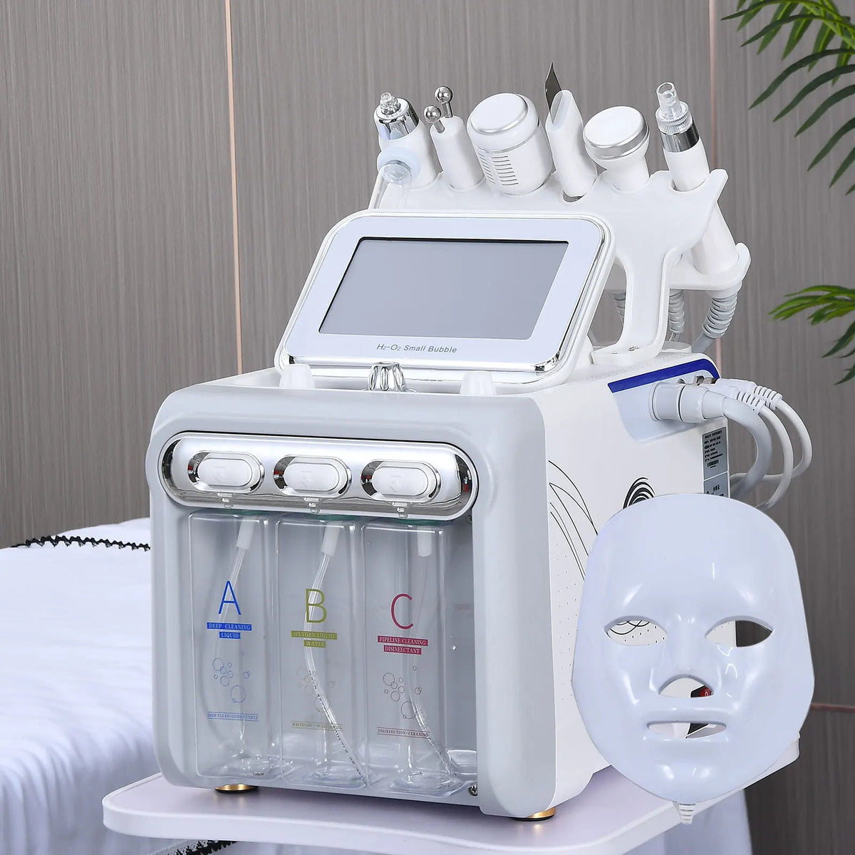 7 in 1 H2O2 Beauty Skin Cleansing Hydrofacial Machine Facial Machine Water Aqua Peeling for Home Use - Curl and Collar