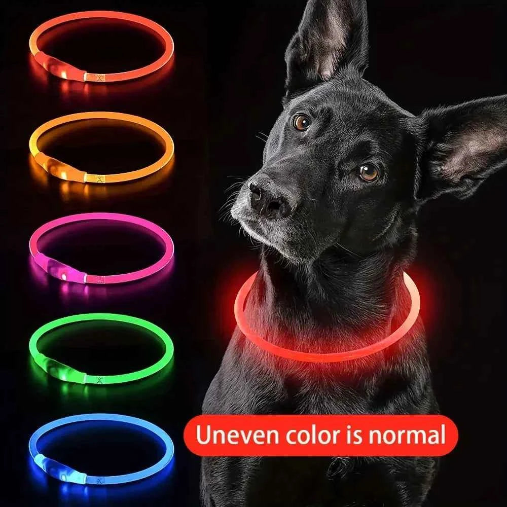 USB Rechargeable Fiber Optic Collar Pet Dog LED Light Collar Luminous Anti-Lost Dog Collar USB Rechargeable Dog Necklace Collar