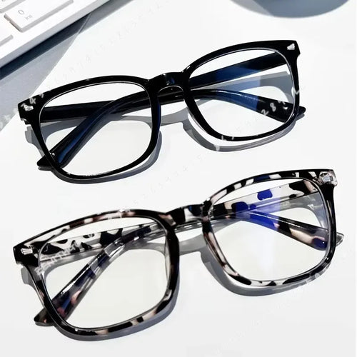 2pcs Women Square Blue Light Blocking Glasses Minimalist Black Clear Frame Anti Eye Strain for School Office Computer Use - Curl and Collar