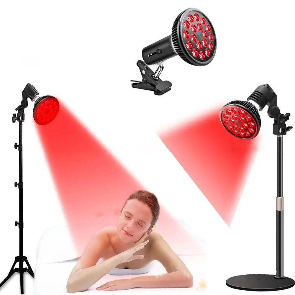 Red Light Therapy Lamp for Face 660&850nm with stand Infrared Light Therapy Device for Muscle Joint Pain Relief Skin HealthTools - Curl and Collar
