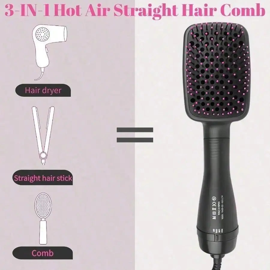 3-in-1 Styling Tool: Negative Ion Hot Air Straightener—Combines Straightening, Drying, and Smoothing Functions in One Device - Curl and Collar