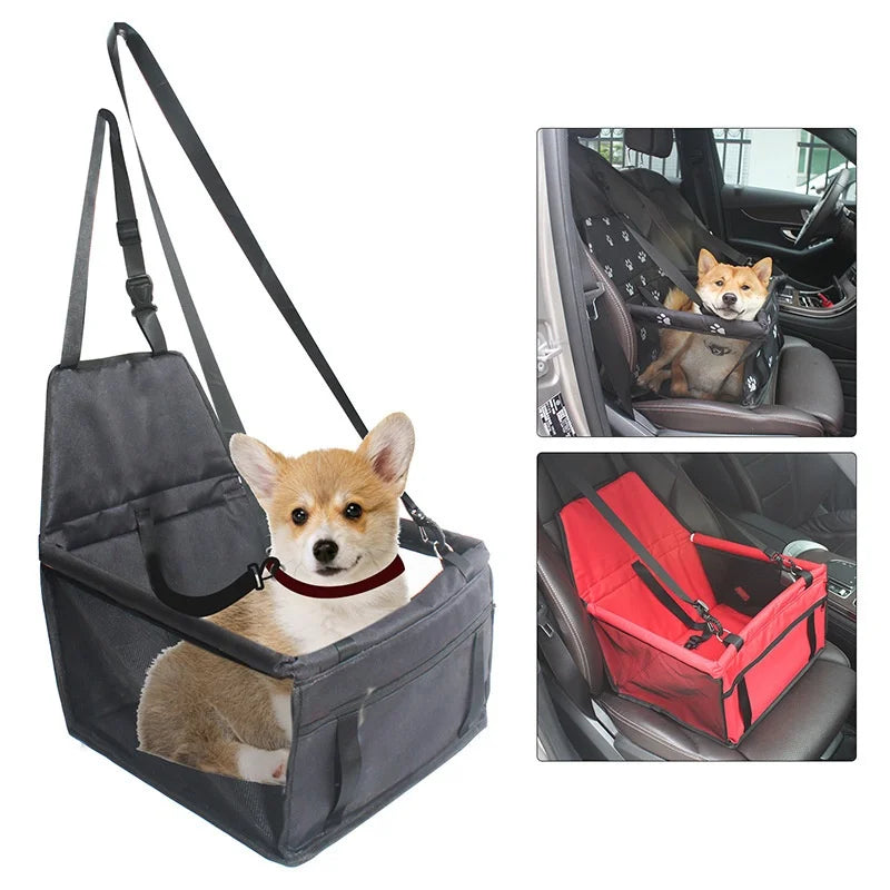 Waterproof Pet Car Seat Bag – Thickened Folding Dog Travel Mat with Safety Mesh - Curl and Collar