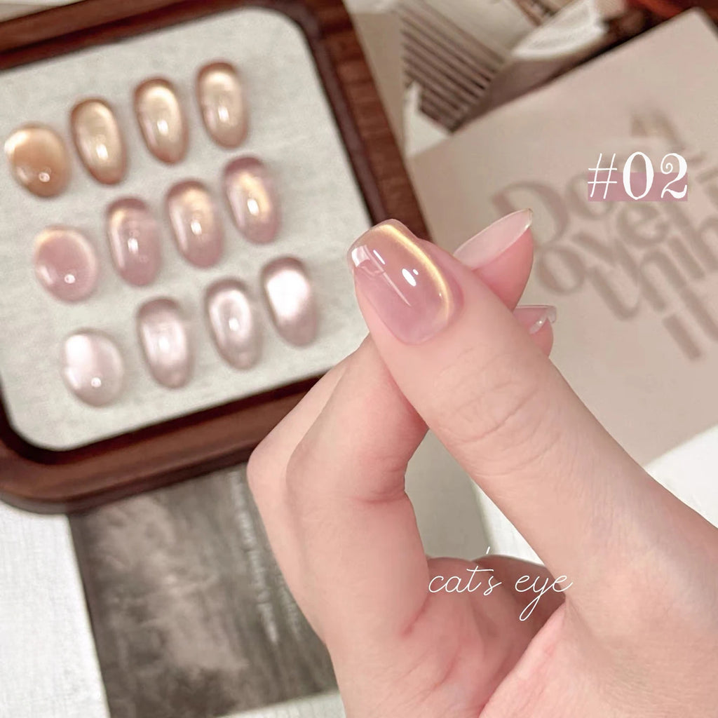 1-12pcs SHAKA Autumn Tanhua Cat Eye Pink Transparent Color Gel Nail Polish 2026 New Simple And Generous Halloween Nail Gel - Curl and Collar