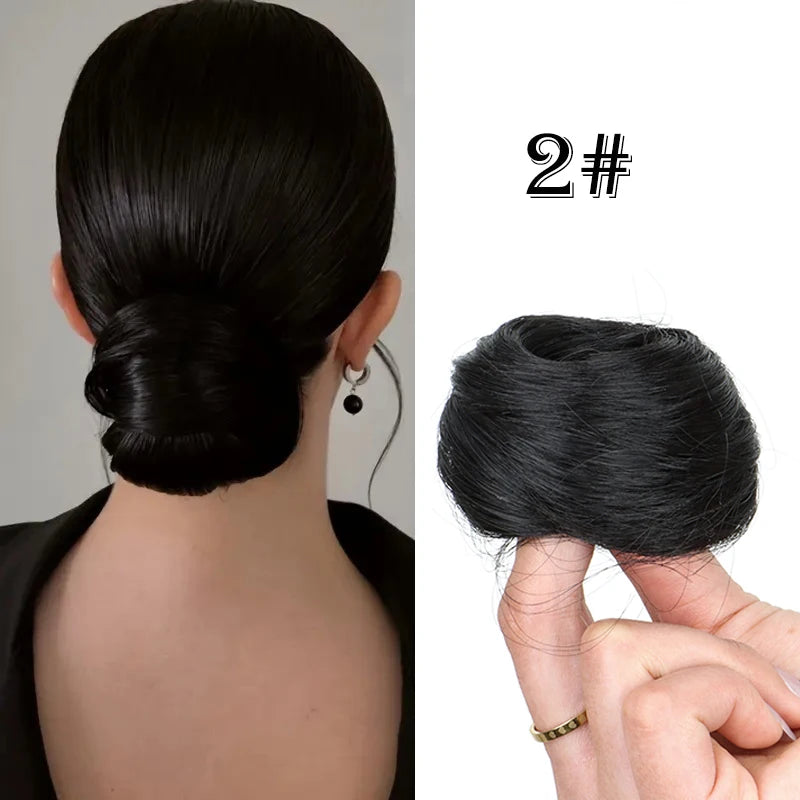 WIGSIN Synthetic Messy Dount Hair Buns Updo Chignon With Elastic Hair Exension for Women Daily Lazy Hair Accessories - Curl and Collar