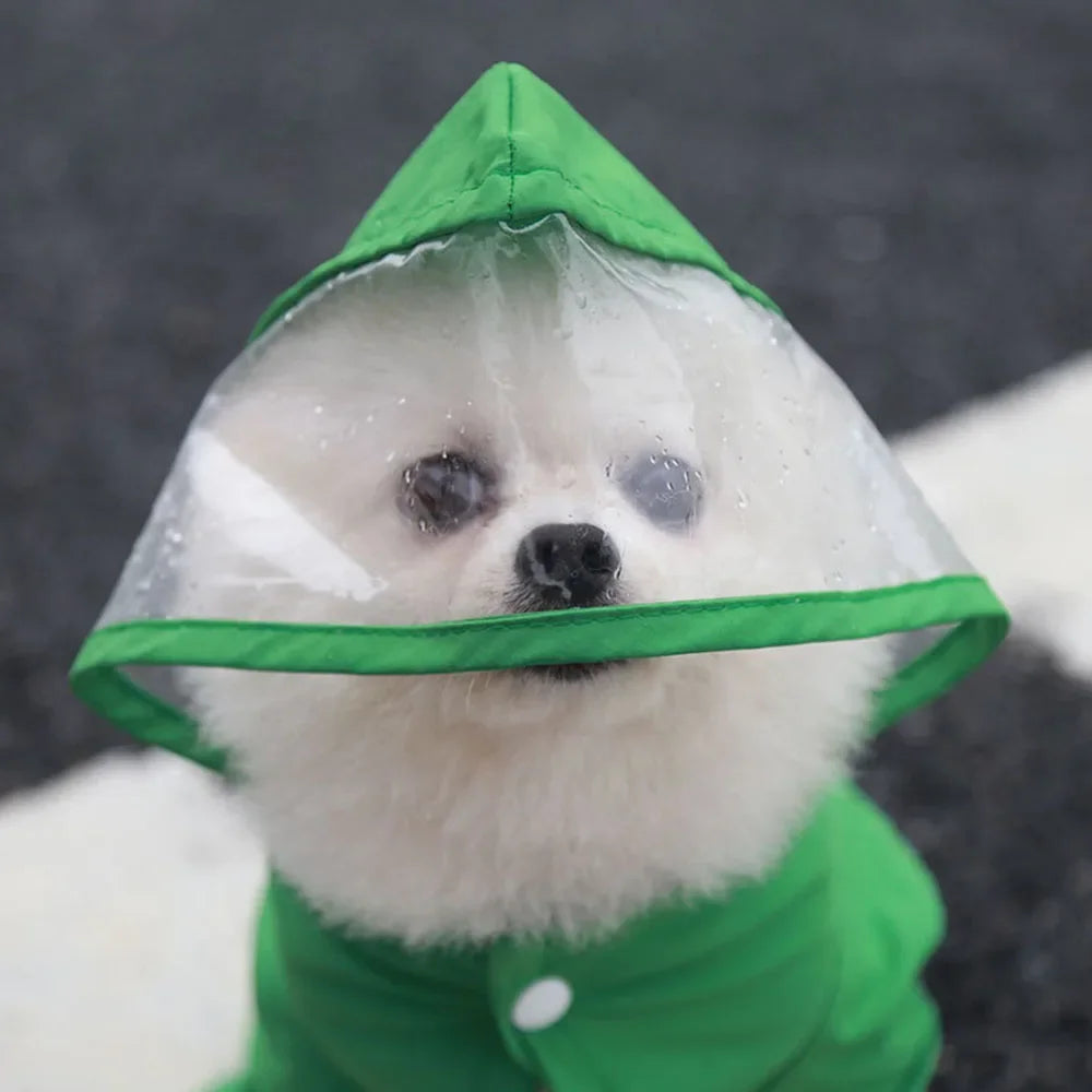 Waterproof Dog Clothes Small Dog Raincoat with Rain Shoes Boots Overalls Jumpsuit Pet Cat Puppy Rain Coat with Transparent Hood