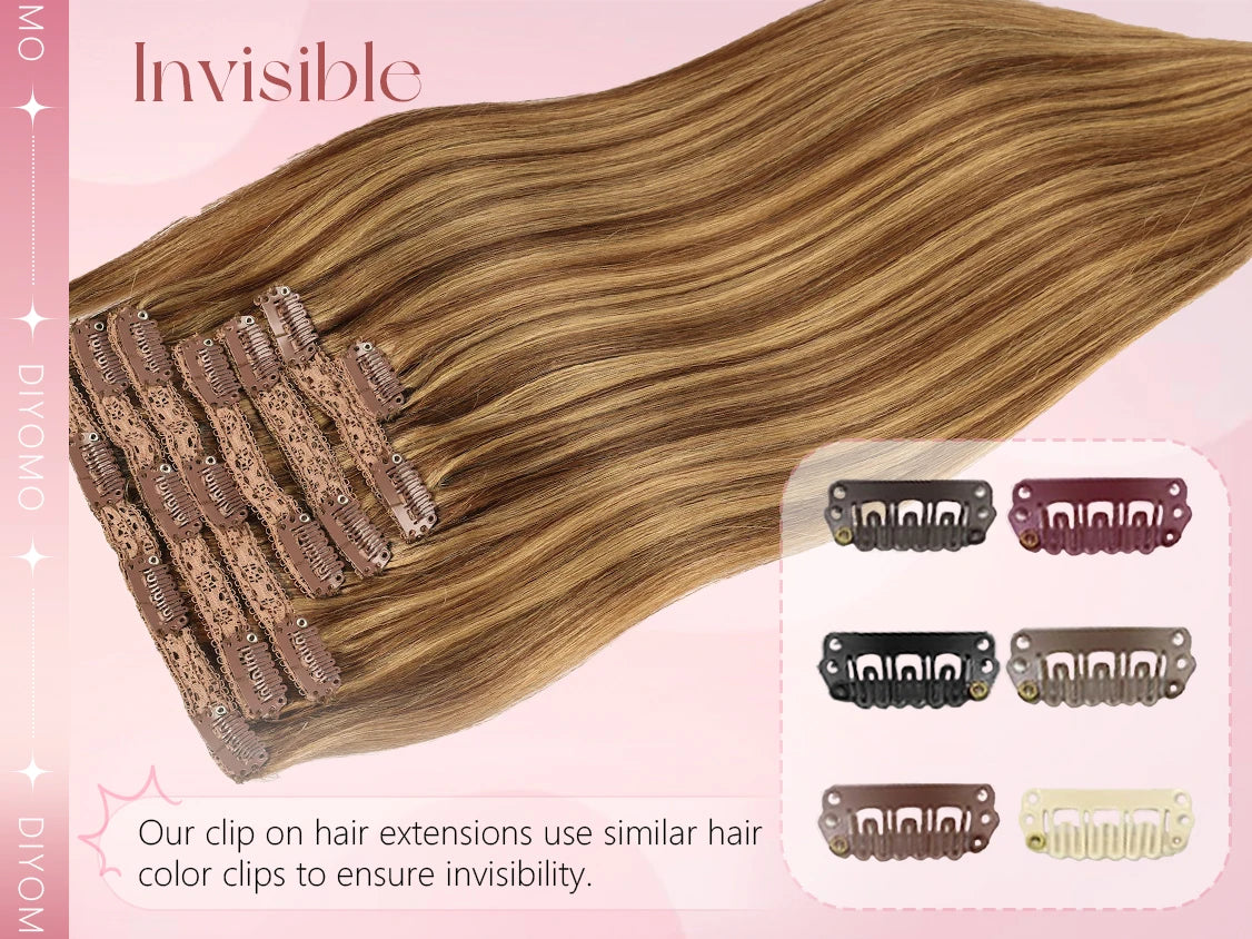 Natural Black Straight Human Hair Extensions Set of 7 PU Clip-In Invisible Wefts 100g Lightweight for Women Hairdressing - Curl and Collar