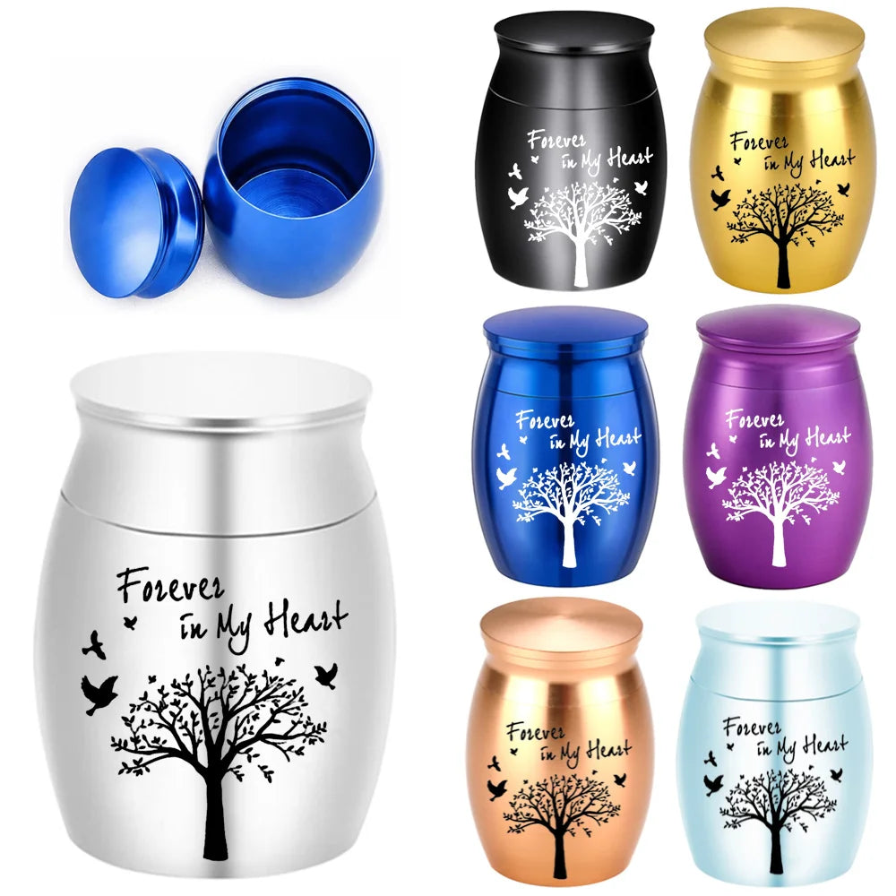 Hot Sale 7 Colors Tree of Life Design Cremation Urn Pet Memorials and Gifts Mini Made of Aluminum Alloy Urns - Curl and Collar